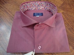 camicia cotone elasticizzato rosa antico con contrasti a fiori