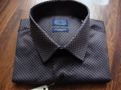 camicia twill fondo marrone fiori avion