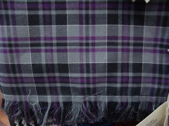 sciarpa cotone flanellato,scozzese grigio-viola misura cm.35x180