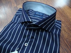 camicia twill 80/2 doppio ritorto con contrasti grigio perla