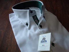 camicia oxford 80/2 doppio ritorto con contrasti e nastrino verdi