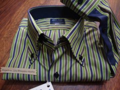 camicia 100% cotone doppio ritorto con contrasti blu