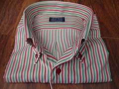 camicia 100% cotone twill doppio ritorto rigato trcolore 