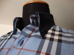 camicia scozzese 100% cotone con vela,polsi, felsini e toppe in velluto