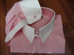 camicia popeline 165gr. con collo modello laccetto e polsi gemello semplici bianchi