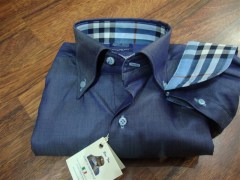 camicia 100% cotone twill doppio ritorto,contrasti scozzesi celesti